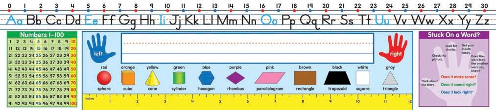 Carson Dellosa Grade 1-2 Manuscript Name Plates, 17-1/2 x 4 Inches, Pack of 30, Item Number 1375968